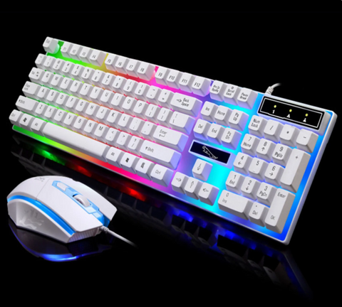 RGB Wired Gaming Keyboard and Mouse Combo Set (White Lighting)
