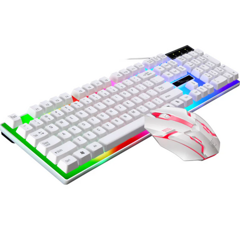 RGB Wired Gaming Keyboard and Mouse Combo Set (White Lighting)