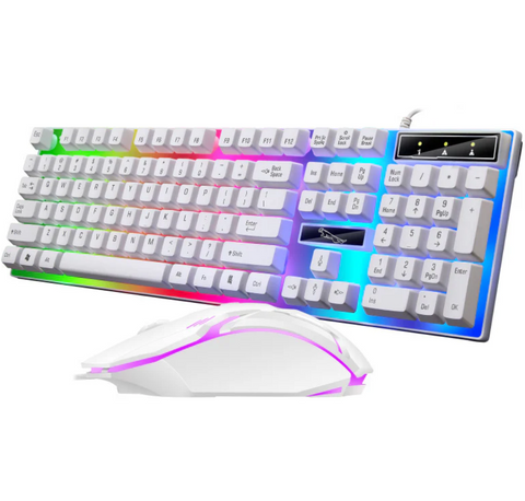 RGB Wired Gaming Keyboard and Mouse Combo Set (White Lighting)