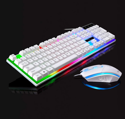 RGB Wired Gaming Keyboard and Mouse Combo Set (White Lighting)