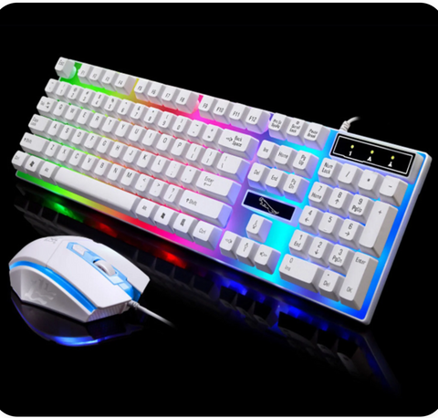 RGB Wired Gaming Keyboard and Mouse Combo Set (White Lighting)