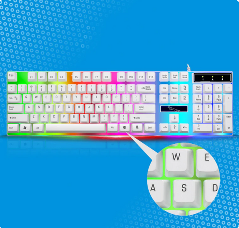 RGB Wired Gaming Keyboard and Mouse Combo Set (White Lighting)