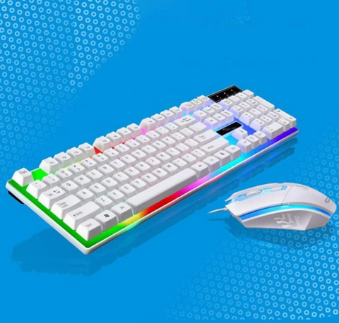 RGB Wired Gaming Keyboard and Mouse Combo Set (White Lighting)