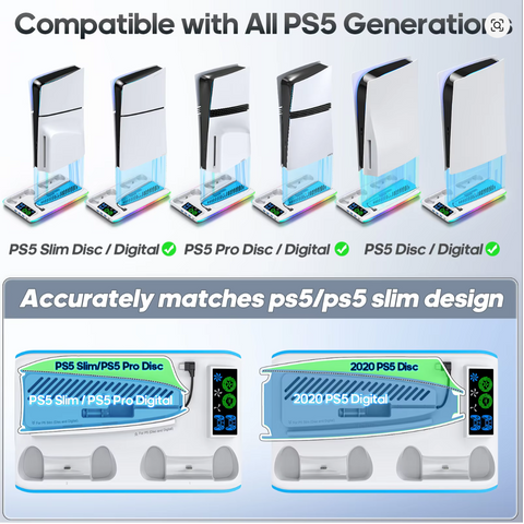 Game Stand For Sony PS5 Console Playstation Play Stations PS 5 Slim Pro Support Base Holder Cooler Fan RGB Gaming Accessories